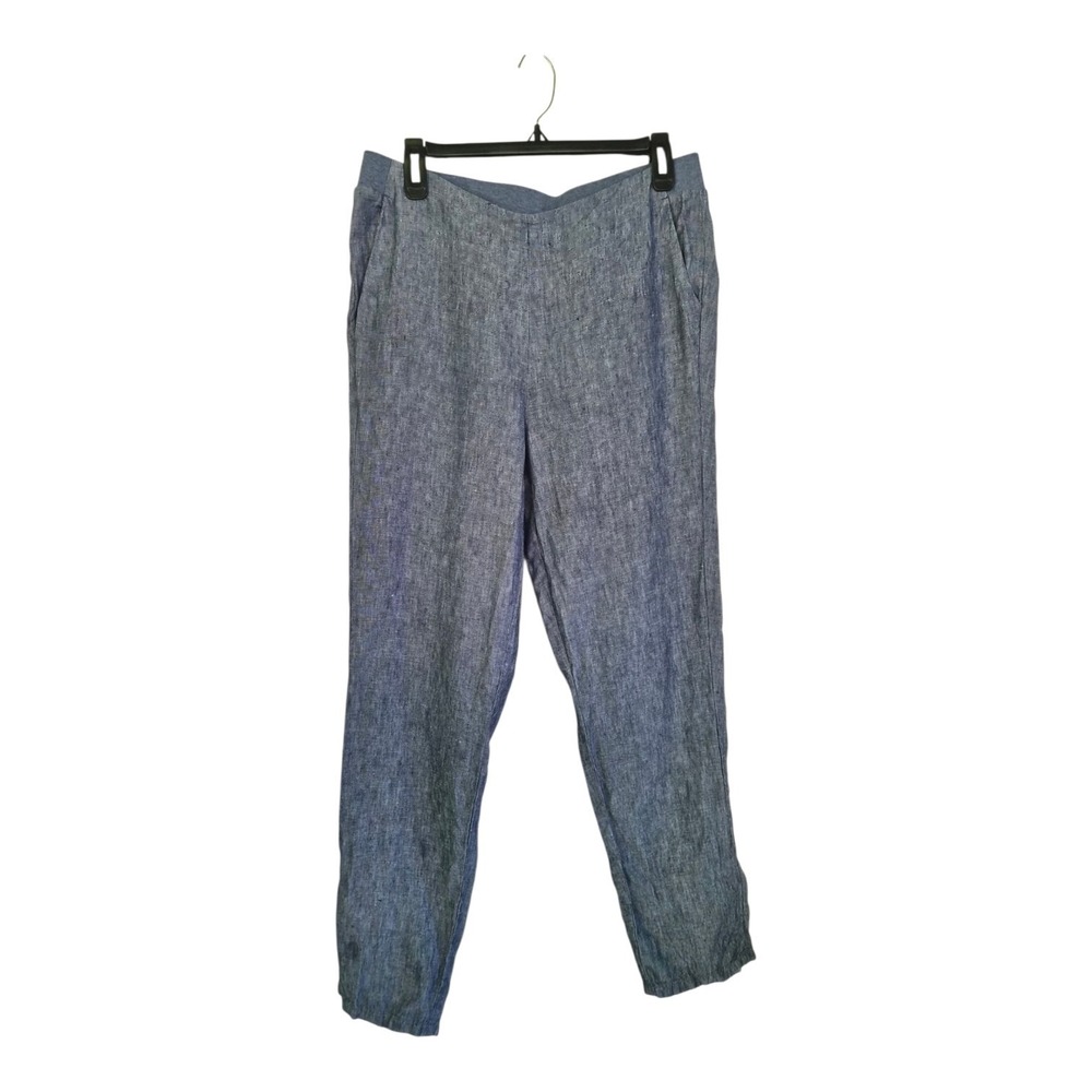J. Jill Love Linen Blue Tapered Ankle Pants Women's M Pull On Pockets Casual